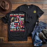 MY SKELETON SMILES AT FEAR - T-SHIRT